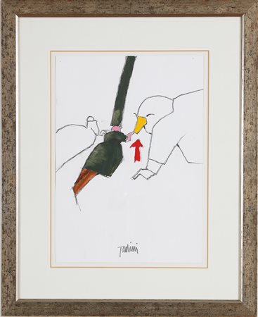 TADINI EMILIO (1927 - 2002) Senza titolo. . Tecnica mista su carta. Cm 25,00...