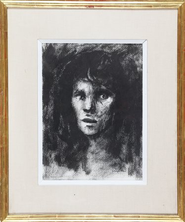 FINI LEONOR (1908 - 1996) Testa di fronte. . 1953. Tecnica mista su...