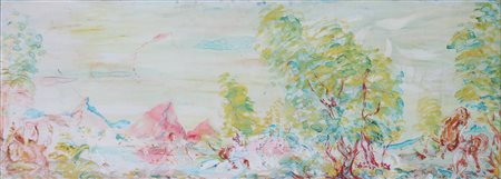 SASSU ALIGI (1912 - 2000) Studio per opera murale di paesaggio e cavalli....