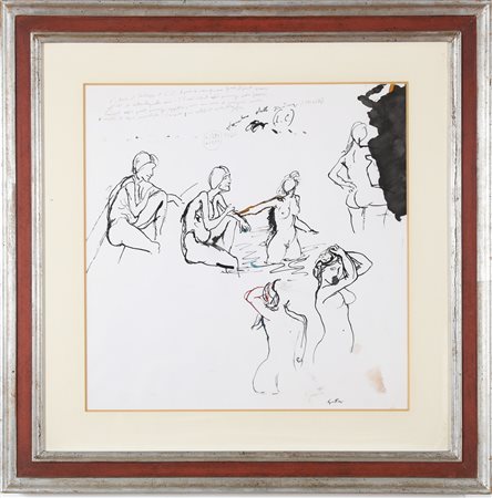 GUTTUSO RENATO (1912 - 1987) Senza titolo. . Inchiostro su carta. Cm 49,00 x...