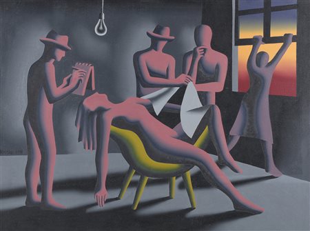 KOSTABI MARK (n. 1960) Corpus Delicti. 1991. Olio su tela. Cm 123,00 x 92,00....