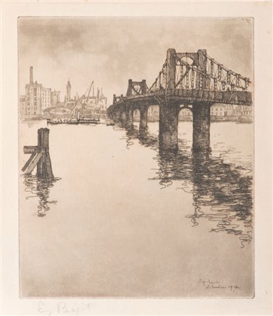 EUGÈNE BÈJOT (Parigi 1867 - 1931) Londra, 1902 Acquaforte, ex. ND Misure...