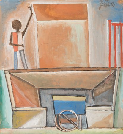 FRANCO GENTILINI (Faenza 1909 - Roma 1981) Composizione con figura, 1954...