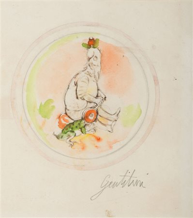 FRANCO GENTILINI (Faenza 1909 - Roma 1981) Senza titolo Acquerello e matita...