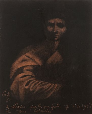 CORRADO CAGLI (Ancona 1910 - Roma 1976) Ritratto d'uomo, 1961 Olio su tela,...