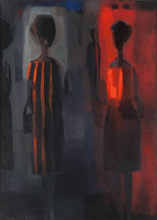 ELIANO FANTUZZI (Modena 1909 - Verona 1987) In città Olio su tela, cm. 70 x...