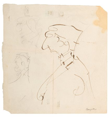 FRANCESCO CANGIULLO (Napoli 1884 - Livorno 1977) Profili China e matita su...