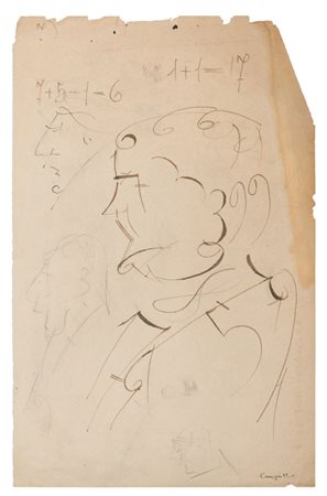 FRANCESCO CANGIULLO (Napoli 1884 - Livorno 1977) Profili China e matita su...