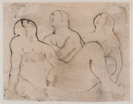 ORESTE DEQUEL (Capodistria 1923 - Roma 1989) Tre donne China acquerellata su...