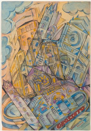 UBERTO BONETTI (Viareggio 1909 - 1993) Grosseto-sintesi, anni '30 Tecnica...