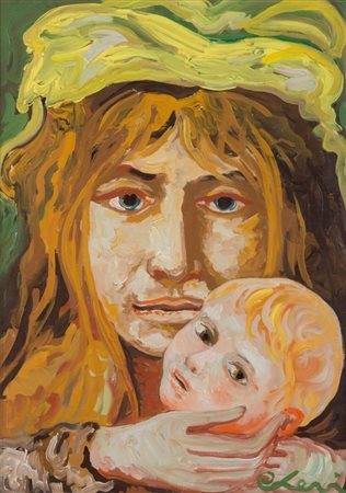 CARLO LEVI (Torino 1902 - Roma 1975) Donna con bambino, 1960 Olio su tela,...