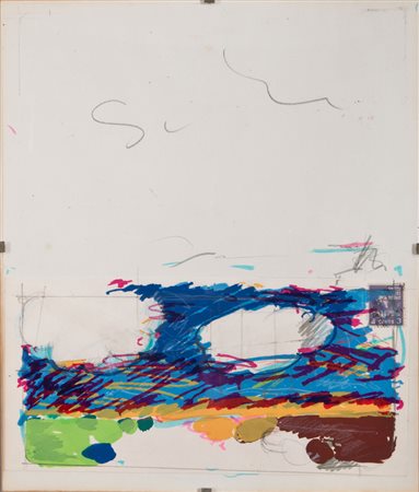 MARIO SCHIFANO (Homs 1934 - Roma 1998) Senza titolo, fine anni '70 Serigrafia...