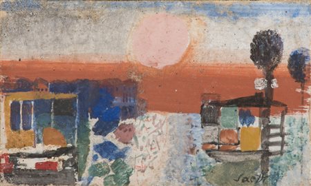 BRUNO SAETTI (Bologna 1902 - 1984) Paesaggio Fresco su tela, cm. 15 x 25...