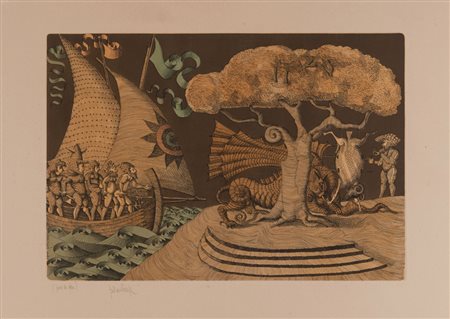 GAETANTO POMPA (Farenza 1933 - Orbetello 1998) Leone di San Marco, 1972 Scena...