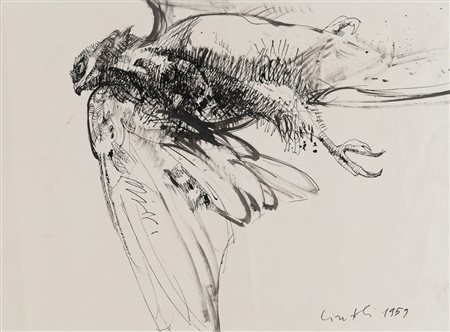 CLAUDIO CINTOLI (Imola 1935 - Roma 1978) Falco, 1959 China acquerellata su...