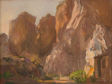 PIETRO ANNIGONI (Milano 1910 - Firenze 1988) Paesaggio montano Olio su...