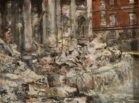 TATO (Bologna 1896 - Roma 1974) Fontana di trevi Olio su cartoncino, cm. 31 x...