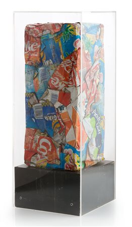 CÉSAR (Marsiglia 1921 - Parigi 1998) Compressione di lattine Misure, cm. 36 x...