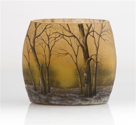 VASO IN VETRO DAUM NANCY 1900 circa L'inverno, lavorazione all'acido con...