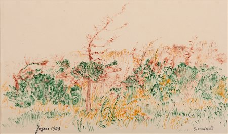 GIOVANNI OMICCIOLI (Roma 1901 - 1975) Fregene, 1963 Tecnica mista su carta,...