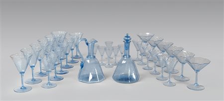 Set Di 6 Bicchieri Messicani Soffiati A Mano Dos Sueños - Vetro Riciclato Con Bordo Blu Acqua, 295ml
