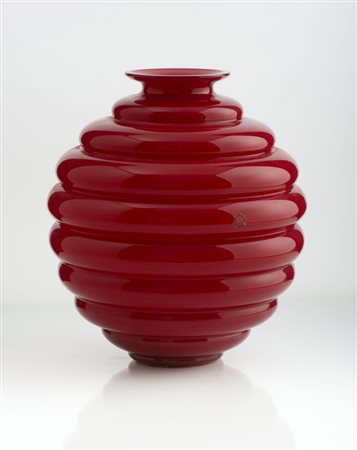 VASO VENINI DECÒ LATTIMO 707.10, 2001 Vaso in vetro di Murano soffiato...