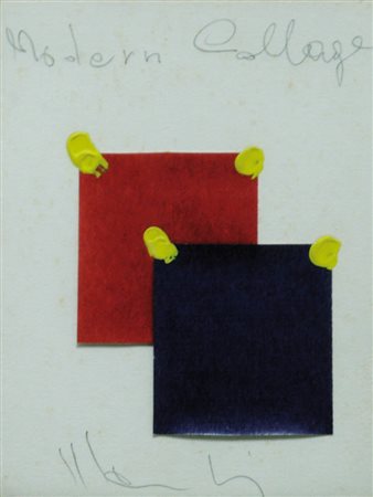 ALDO MONDINO 1938 - 2005 " Modern collage ", 1973 Olio e collage su carta,...