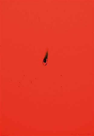 BERNARD AUBERTIN 1934 " Semema ", 1990 Carta rossa bruciata, cm. 100 x 70...
