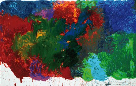 HERMANN NITSCH 1938 Senza titolo, 2001 Olio su cartone serigrafico, cm. 60 x...