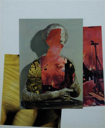JIRI KOLAR 1914 - 2002 " Peklo Za ziva ", 1987 Collage, cm. 40 x 32,5 Firmato...