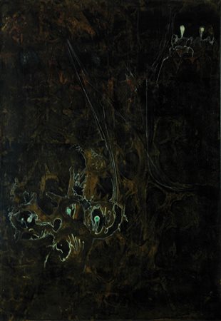 GIANNI DOVA 1925 - 1991 " Foresta ", anni 50 Tecnica mista su carta aplicata...