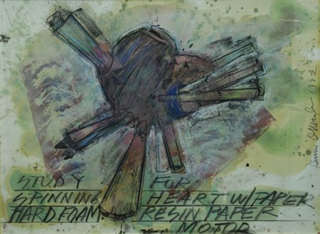 DENNIS OPPENHEIM 1938 - 2011 " Study for spinning earth w/paper hard foam...