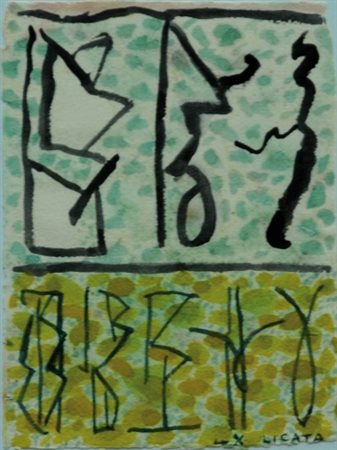 RICCARDO LICATA 1929 Senza titolo, 1996 Tecnica mista su carta, cm. 17 x 12,5...