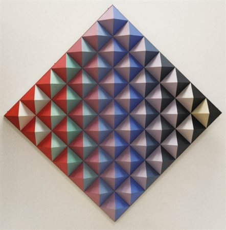 HANS JORG GLATTFELDER 1939 " PYR 467 ", 1975 Rilievi con piramidi, 70 x 70 x...