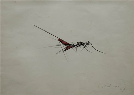EMILIO SCANAVINO 1922 - 1986 Senza titolo, 1967 Tecnica mista su carta, cm....