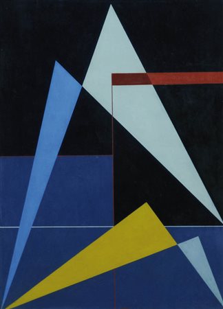 GUALTIERO NATIVI 1921 - 1999 " Costruzione ", 1948 Olio su tela, cm. 55 x 40...