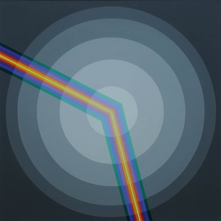 GARCIA ROSSI 1929 " Couleur - electrique - lumière ", 2009 Acrilico su tela,...