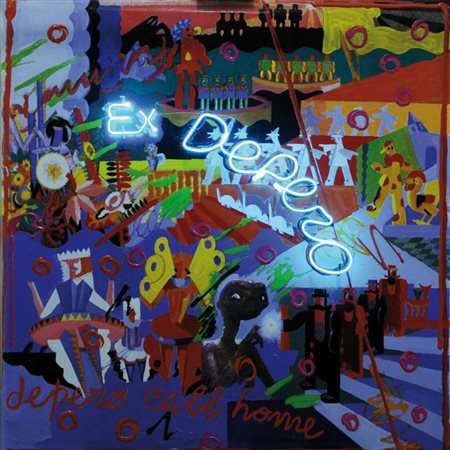 ENRICO MANERA 1947 " Depero " Tecnica mista e neon su tavola, cm. 80 x 80...