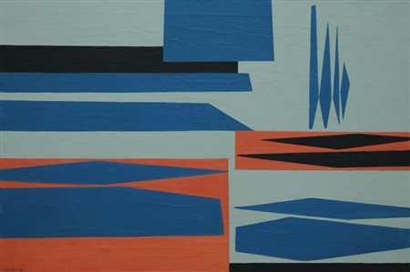 IDEO PANTALEONI 1904 - 1993 " Composizione ", 1954 Olio su tela, cm. 54 x 81...