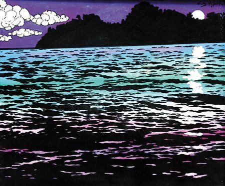 ERCOLE PIGNATELLI 1935 " Notturno " Olio su tela, cm. 50 x 60 Firmato in alto...