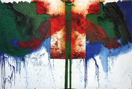 HERMANN NITSCH 1938 " Schuttbild ", 1992 Tecnica mista su tela, cm. 200 x 300...