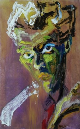 CLELIA ADAMI 1983 " Schiele ", 2010 Olio e smalti su tela, cm. 85 x 55...
