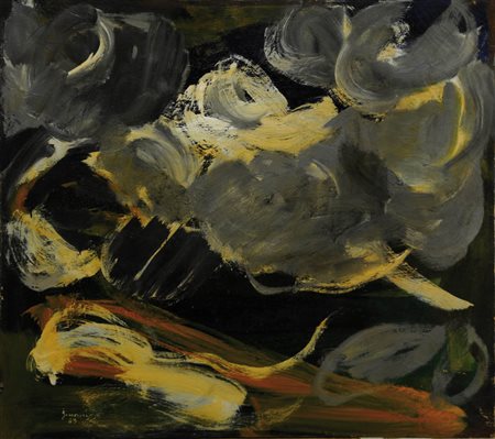 PIERO GIUNNI 1912 - 2000 " Le forze della natura ", 1968 Olio su tela, cm. 80...