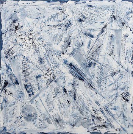 RAFFAELLA MARON (1971)Blu serie spettro, 2016 Olio su telaCm 100x100x1,5Firma...