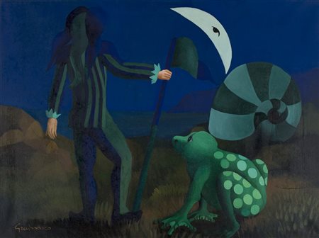 ANTONINO GAMBADORO (1965)Il giullare e il ranocchio Olio su tela60x80Firma al...