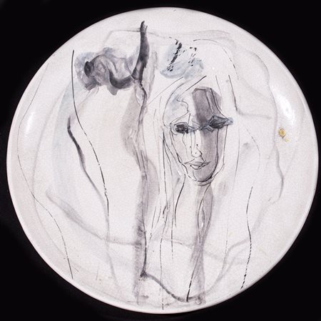 ERNESTO TRECCANI (1920-2009)Senza Titolo Piatto in ceramica dipintaDiametro...