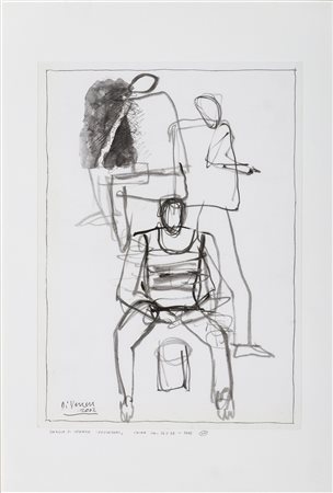 GIORGIO DI VENERE (1927)Pescatori, 2002 Tecnica mista su cartaCm 36x26Firma,...