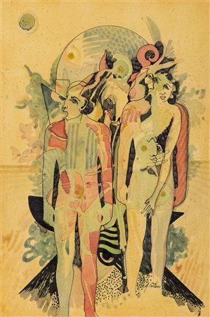 MARIO CESTARI (1943) Senza Titolo Tecnica mista su cartoncino Cm 29,5x19,5...