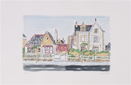 ORFEO TAMBURI (1910-1994)Periferia parigina Acquaforte colorata a manoLastra...