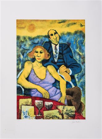 REMO SQUILLANTINI (1920-1996)Pomeriggio d'estate Acquaforte a 12 coloriFoglio...